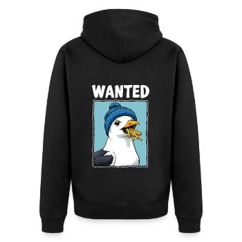 Gesuchte Pommes-möwe - Unisex Premium Bio Zip Hoodie - Schwarz - Hinten - Nico (187cm)