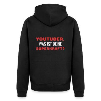 Youtube Youtuber - Unisex Premium Bio Zip Hoodie - Schwarz - Hinten - Nico (187cm)