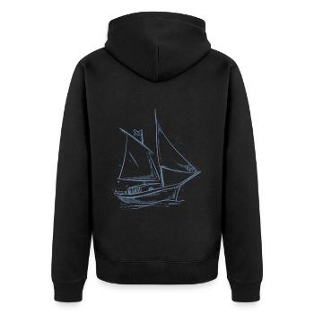 Sailor Sailing Sailboat Minimalism Design - Unisex Premium Organic Zip Hoodie - black - Back - Nico (187cm)