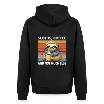 Drôle de paresseux avec tasse à café Vintage Retro - Veste à capuche bio Premium Unisexe - noir - Dos - Nico (187cm)