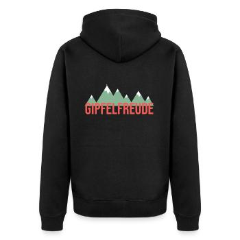 Gipfelfreude Berg bergsteigen wandern Geschenk - Unisex Premium Bio Zip Hoodie - Schwarz - Hinten - Nico (187cm)