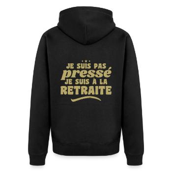 I'm Not in a Hurry I'm Retired - Unisex Premium Organic Zip Hoodie - black - Back - Nico (187cm)