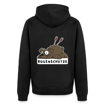 Lustiges Bogenschießen Motiv für Bogenschützen - Unisex Premium Bio Zip Hoodie - Schwarz - Hinten - Nico (187cm)