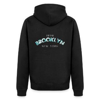 Brooklyn New York - Unisex Premium Bio Zip Hoodie - Schwarz - Hinten - Nico (187cm)