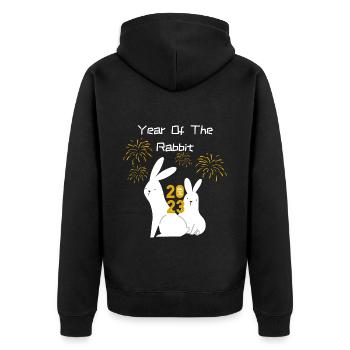 Année du Lapin - Chemise du Nouvel An chinois - Veste à capuche bio Premium Unisexe - noir - Dos - Nico (187cm)