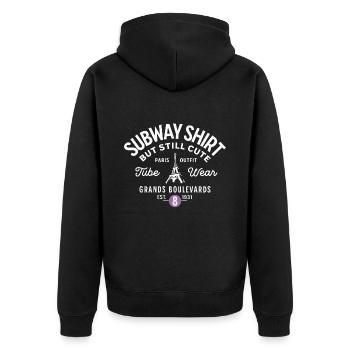 Pariser U-Bahn-Hemd Grands Boulevards - Unisex Premium Bio Zip Hoodie - Schwarz - Hinten - Nico (187cm)