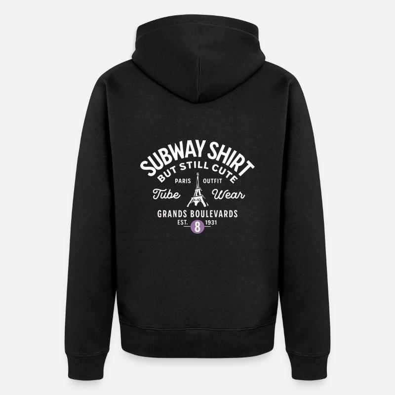 Pariser U-Bahn-Hemd Grands Boulevards - Unisex Premium Bio Zip Hoodie - Schwarz