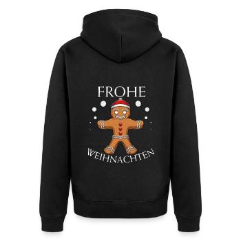 Lebkuchenmann - Lebkuchen Weihnachten Geschenk - Unisex Premium Bio Zip Hoodie - Schwarz - Hinten - Nico (187cm)