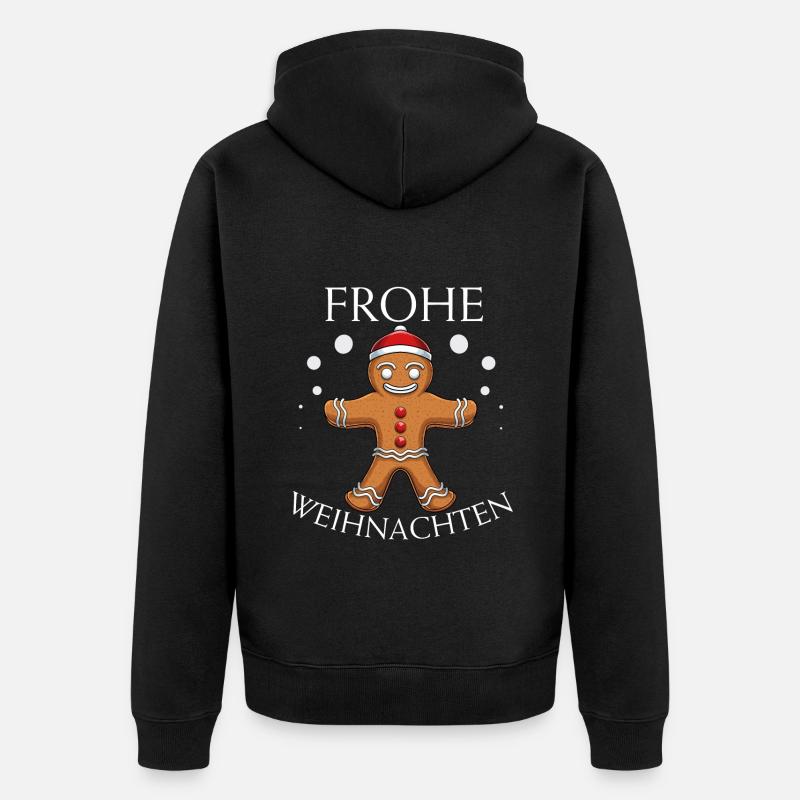 Lebkuchenmann - Lebkuchen Weihnachten Geschenk - Unisex Premium Bio Zip Hoodie - Schwarz