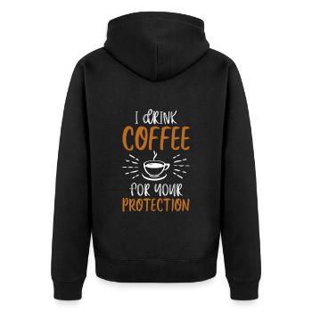 Je bois du café - Idée cadeau café - Veste à capuche bio Premium Unisexe - noir - Dos - Nico (187cm)