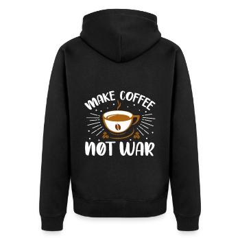 make coffee not war- coffee gifts - Unisex Premium Organic Zip Hoodie - black - Back - Nico (187cm)