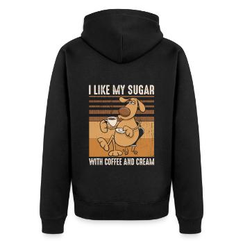 i like my sugar with coffee and cream- kaffee - Unisex Premium Organic Zip Hoodie - black - Back - Nico (187cm)