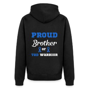 Diabetes Warrior Diabetic T2D - Unisex Premium Organic Zip Hoodie - black - Back - Nico (187cm)
