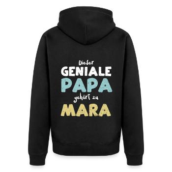Dieser Geniale Papa Gehört Zu Mara - Unisex Premium Bio Zip Hoodie - Schwarz - Hinten - Nico (187cm)