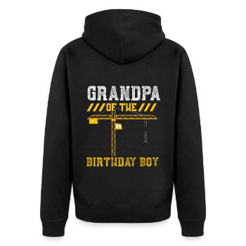 Grand-père du garçon d’anniversaire - Veste à capuche bio Premium Unisexe - noir - Dos - Nico (187cm)