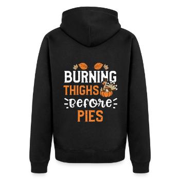 Burning Thighs Before Pies - Unisex Premium Bio Zip Hoodie - Schwarz - Hinten - Nico (187cm)
