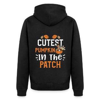 Cutest Pumpkin In The Patch - Unisex Premium Organic Zip Hoodie - black - Back - Nico (187cm)
