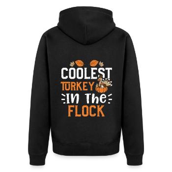 Coolest Turkey In The Flock - Unisex Premium Bio Zip Hoodie - Schwarz - Hinten - Nico (187cm)