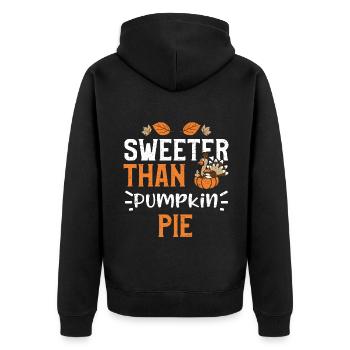 Sweeter Than Pumpkin Pie - Unisex Premium Organic Zip Hoodie - black - Back - Nico (187cm)
