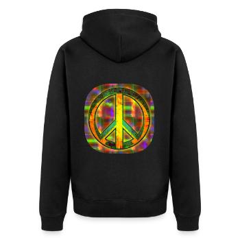 Peace [Zeichen] - Unisex Premium Bio Zip Hoodie - Schwarz - Hinten - Nico (187cm)
