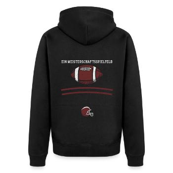 Ein Meisterschaftsspielfeld - Unisex Premium Bio Zip Hoodie - Schwarz - Hinten - Nico (187cm)