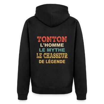 Tonton Le Chasseur De Légende Cadeau Chasse Humour - Veste à capuche bio Premium Unisexe - noir - Dos - Nico (187cm)