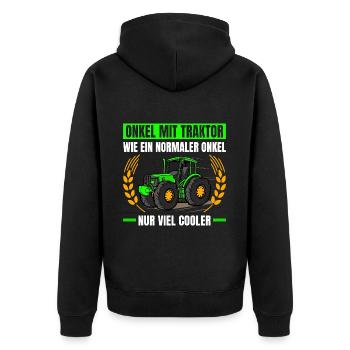 Landwirtschaft Onkel Mit Traktor Trecker - Unisex Premium Bio Zip Hoodie - Schwarz - Hinten - Nico (187cm)