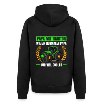 Landwirtschaft Papa Mit Traktor Trecker - Unisex Premium Bio Zip Hoodie - Schwarz - Hinten - Nico (187cm)