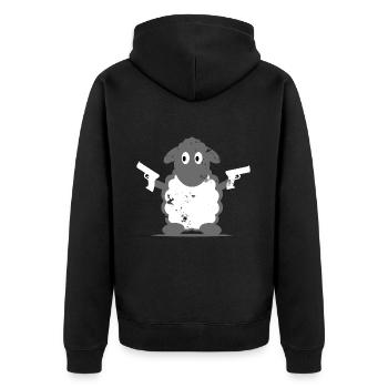 Schaf Polizist Geschenkidee - Unisex Premium Bio Zip Hoodie - Schwarz - Hinten - Nico (187cm)
