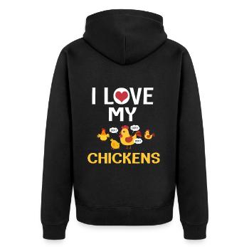 jardin J’aime mes poules - Veste à capuche bio Premium Unisexe - noir - Dos - Nico (187cm)