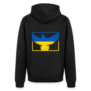 Friedenstaube Ukraine Krieg Frieden - Unisex Premium Bio Zip Hoodie - Schwarz - Hinten - Nico (187cm)