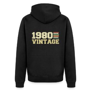 1980 Geburtstagsgeschenk 1980 Vintage 1980er Jahre Geschenk - Unisex Premium Bio Zip Hoodie - Schwarz - Hinten - Nico (187cm)