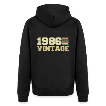 1986 Geburtstagsgeschenk 1986 Jahrgang 1986 Geschenk - Unisex Premium Bio Zip Hoodie - Schwarz - Hinten - Nico (187cm)