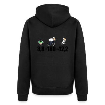 Ultra Triathlon - Unisex Premium Organic Zip Hoodie - black - Back - Nico (187cm)