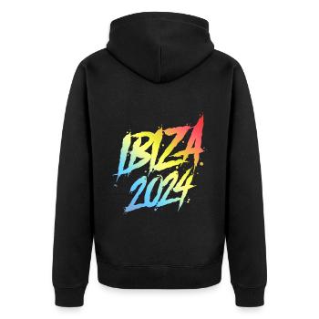 Ibiza 2024 Colorful Holiday Team - Unisex Premium Organic Zip Hoodie - black - Back - Nico (187cm)