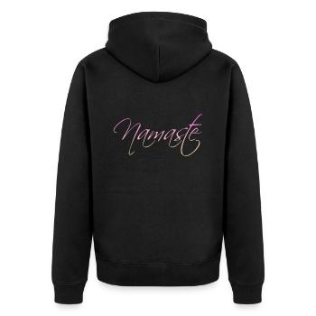 Namastge - Unisex Premium Bio Zip Hoodie - Schwarz - Hinten - Nico (187cm)