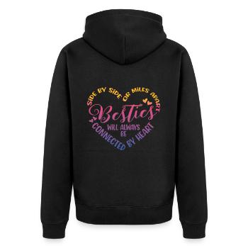 Side by side or miles apart besties - Unisex Premium Organic Zip Hoodie - black - Back - Nico (187cm)