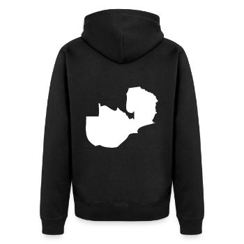Sambia Landkarte Flagge - Unisex Premium Bio Zip Hoodie - Schwarz - Hinten - Nico (187cm)