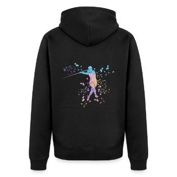 Speerwurf Colorsplash Speerwurf - Unisex Premium Bio Zip Hoodie - Schwarz - Hinten - Nico (187cm)