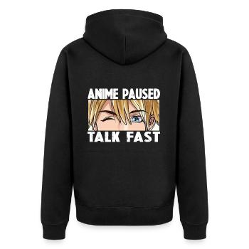 ANIME PAUSED TALK FAST - Veste à capuche bio Premium Unisexe - noir - Dos - Nico (187cm)