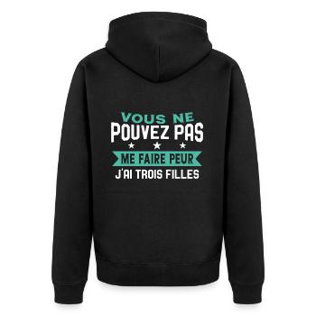 Drôle Papa J'Ai Trois Filles Meilleur Papa Cadeau - Veste à capuche bio Premium Unisexe - noir - Dos - Nico (187cm)
