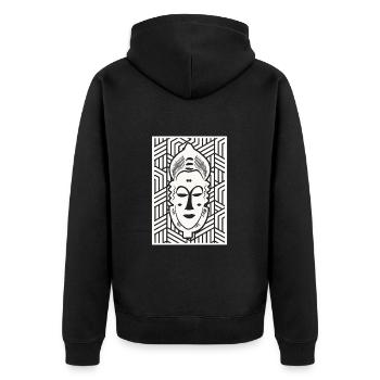 Côte d'ivoire - masque Baoulé - Veste à capuche bio Premium Unisexe - noir - Dos - Nico (187cm)