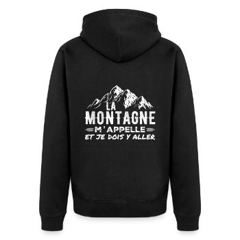 La Montagne M'appelle et Je Dois Y Aller - Veste à capuche bio Premium Unisexe - noir - Dos - Nico (187cm)