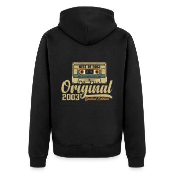 Original 2003 Jahrgang - 2003 Geburtstagsgeschenk - Unisex Premium Bio Zip Hoodie - Schwarz - Hinten - Nico (187cm)