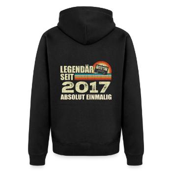 Legendary since 2017 - absolutely unique - Unisex Premium Organic Zip Hoodie - black - Back - Nico (187cm)