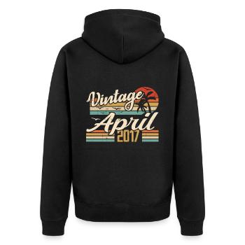 April 2017 Birthday Vintage Gift Idea 2017 - Unisex Premium Organic Zip Hoodie - black - Back - Nico (187cm)