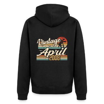 April 2008 Geburtstag Vintage Geschenkidee 2008 - Unisex Premium Bio Zip Hoodie - Schwarz - Hinten - Nico (187cm)