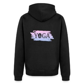Yoga - Unisex Premium Bio Zip Hoodie - Schwarz - Hinten - Nico (187cm)