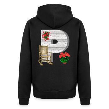 garten p - Unisex Premium Bio Zip Hoodie - Schwarz - Hinten - Nico (187cm)
