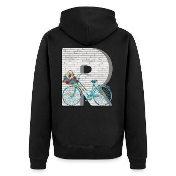 fahrrad e 100 r - Unisex Premium Bio Zip Hoodie - Schwarz - Hinten - Nico (187cm)